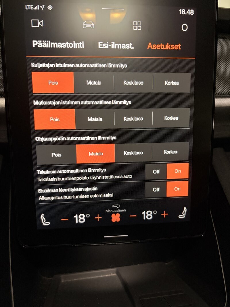 Polestar 2 lisäasetukset huurtumisen estoon